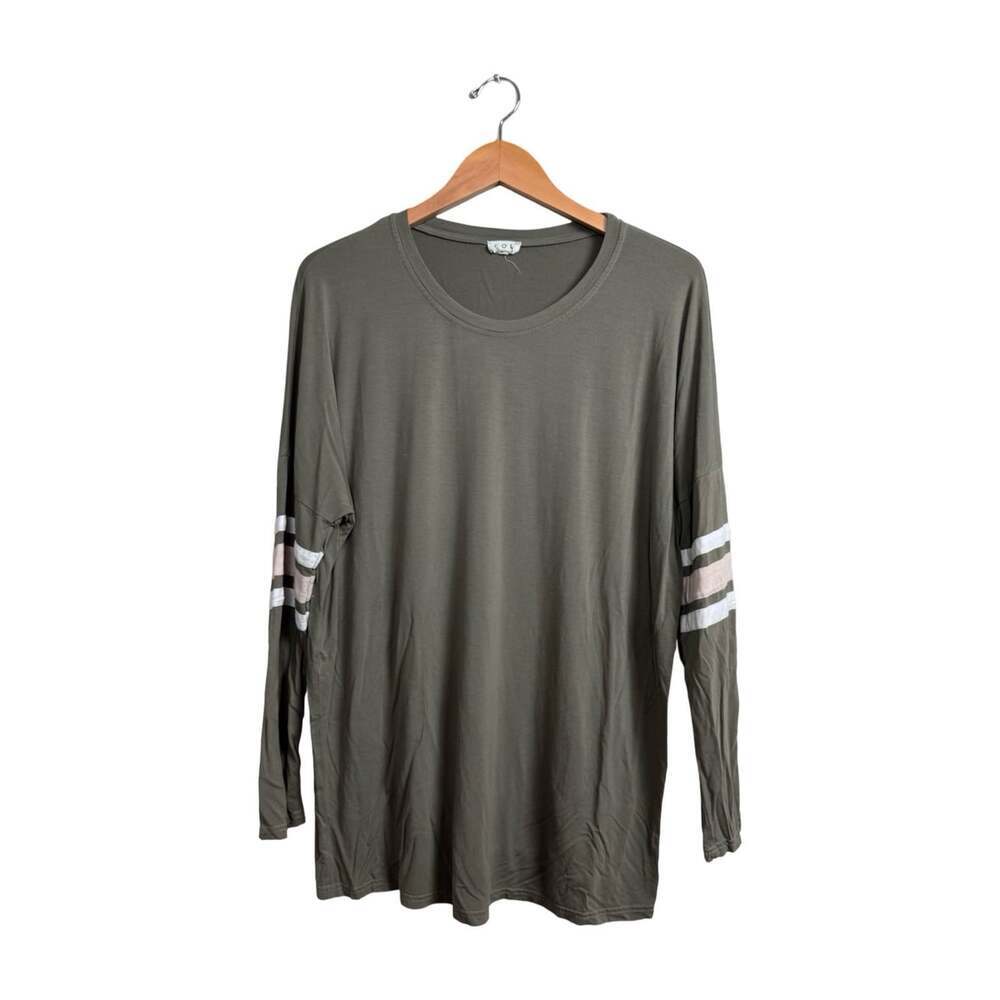 Pol Women’s Long Striped Sleeve Stretchy Top Size Large RCT440